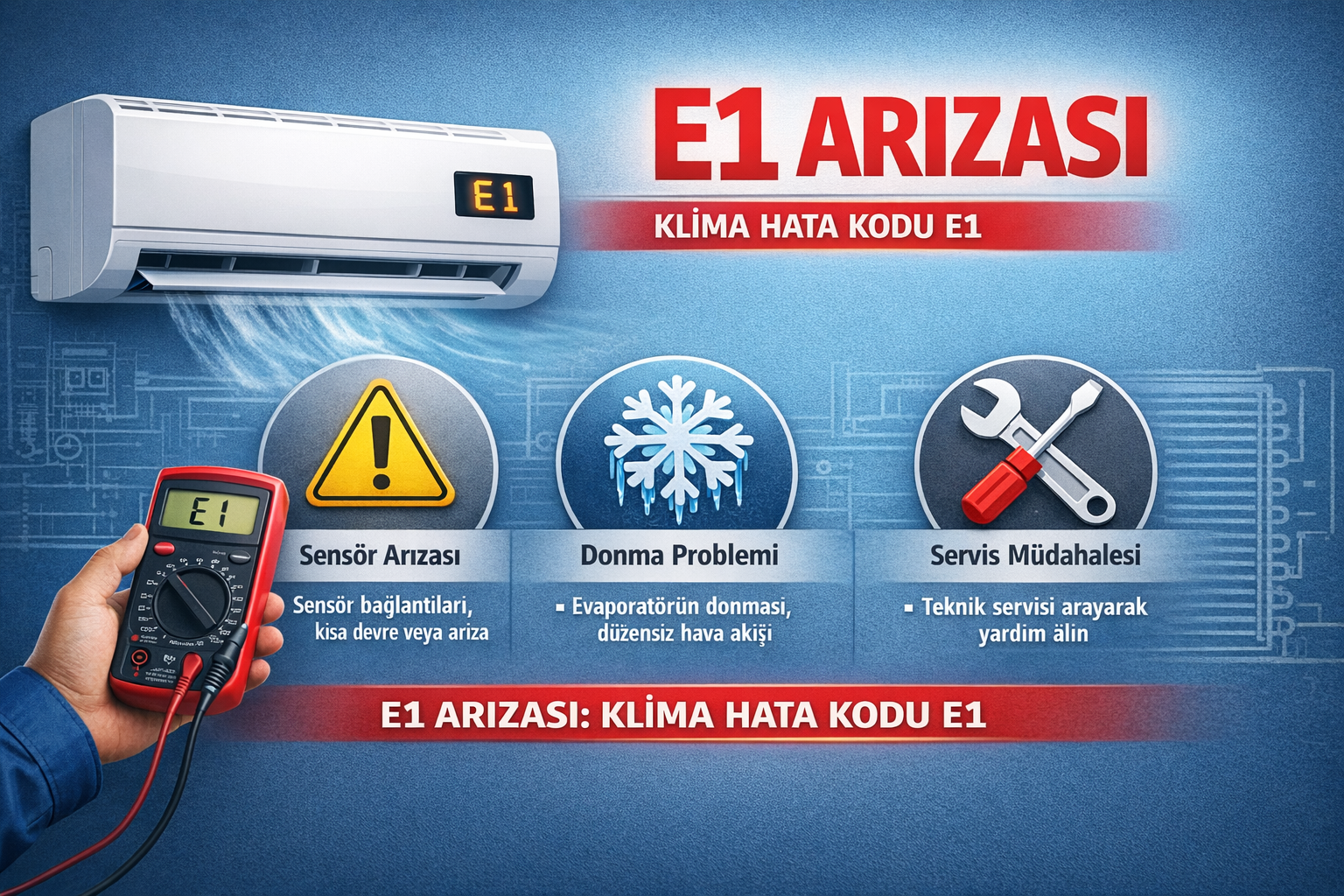 Klima E1 arızası ne anlama gelir?