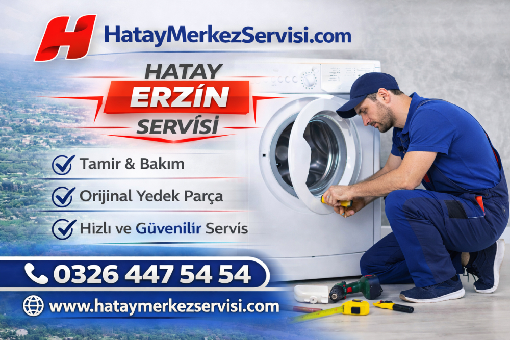 Erzin beyaz eşya servisi teknisyeni çamaşır makinesi tamiri yaparken Hatay Erzin teknik servis hizmeti